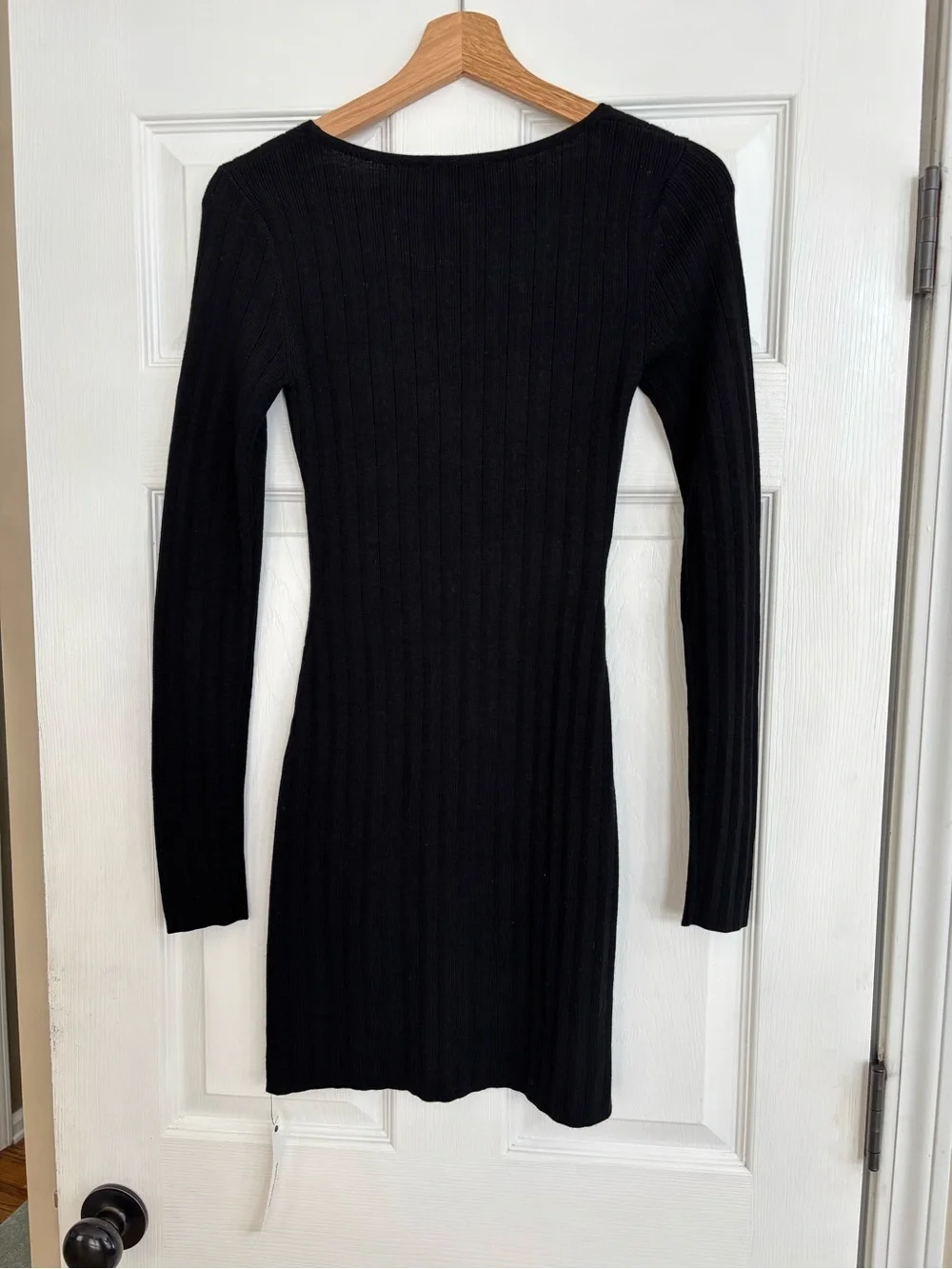 NWT Reformation Nicole Regenerative Merino Sweater Dress in Black, Size S